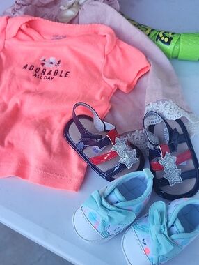 child of mine Navy and Red Glitter Star Sandals C Rowley Dress Onsie